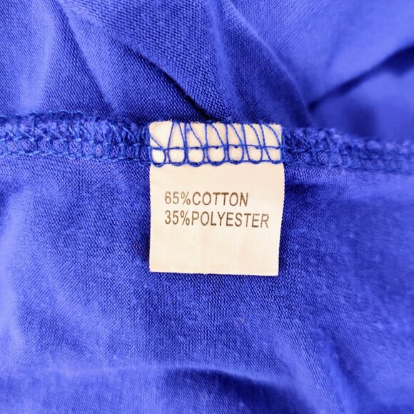 Blue Short Sleeve Casual Shirt Scoop Loose Fit Tunic Tops Summer Button Small - Picture 4 of 6